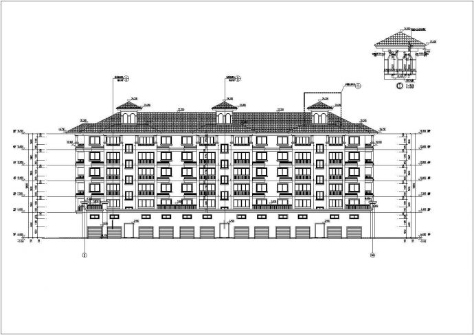 南方某地区六层商住楼建筑设计方案图纸_图1