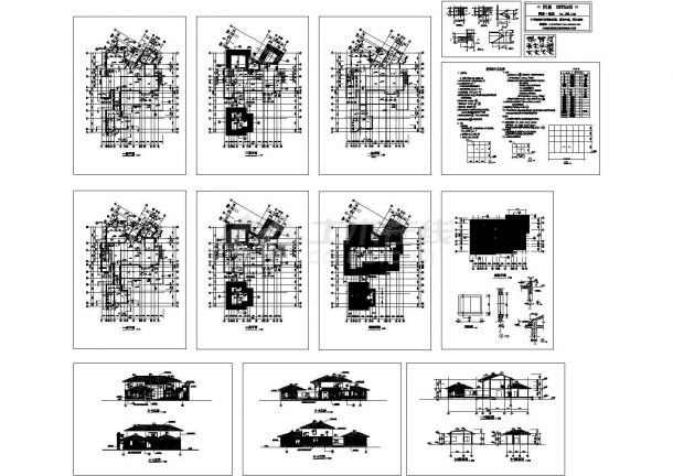 两层独立豪华别墅施工CAD图纸-图一