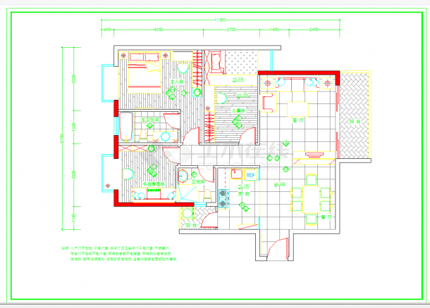 某地住宅装饰施工图案例十二CAD图纸-图二