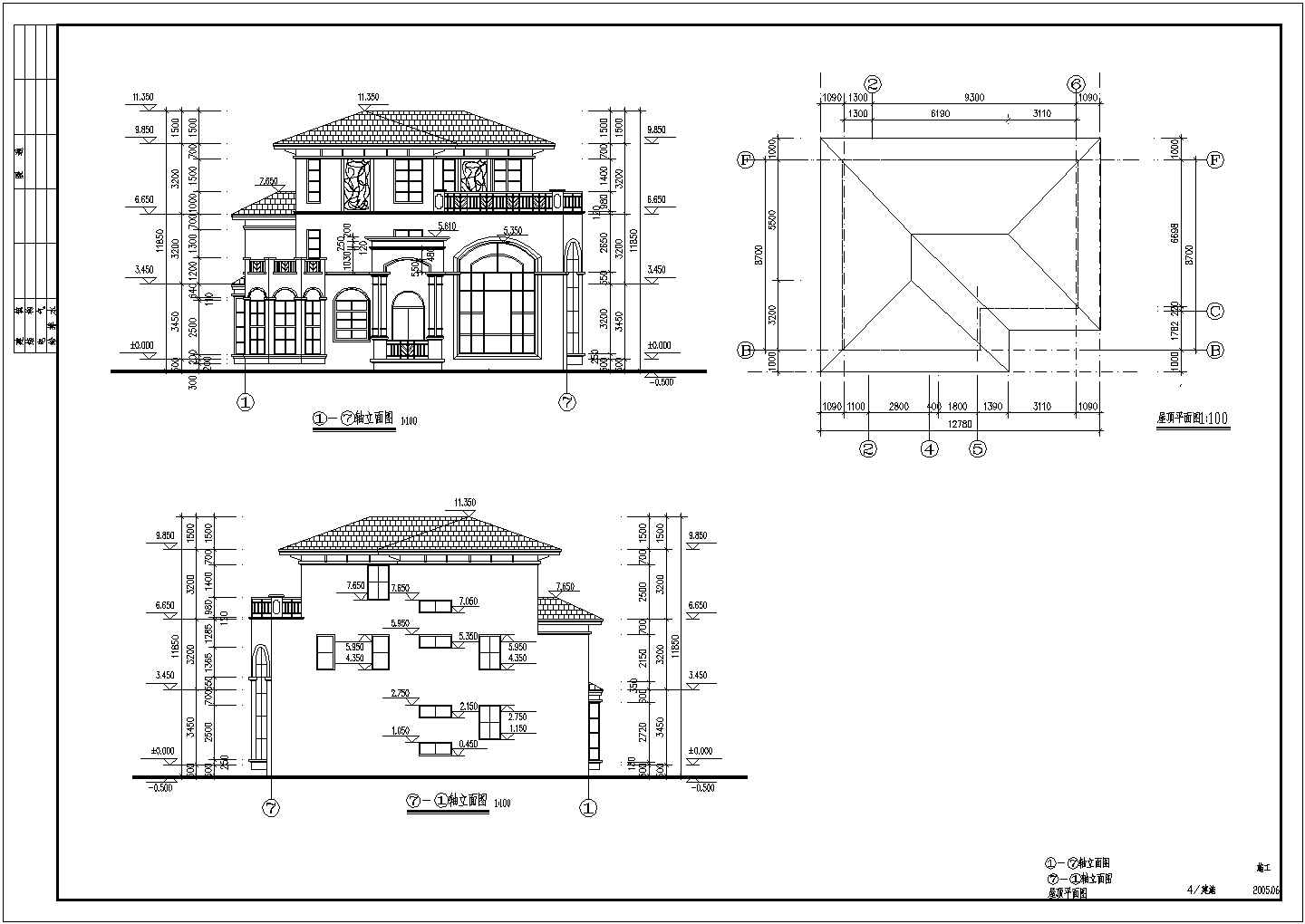 某地一套详细的欧式别墅框架结构设计图