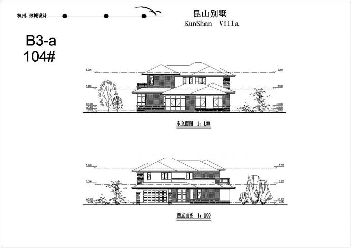 南方某地区两层别墅楼建筑设计方案图纸_图1