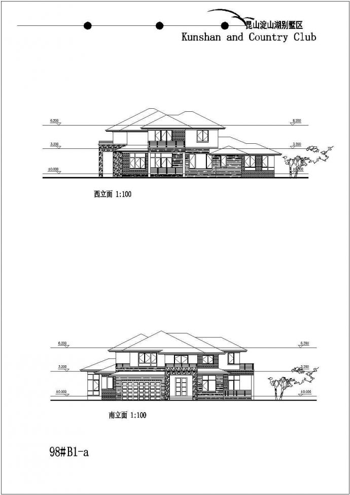 南方某地区二层别墅楼建筑设计方案图_图1