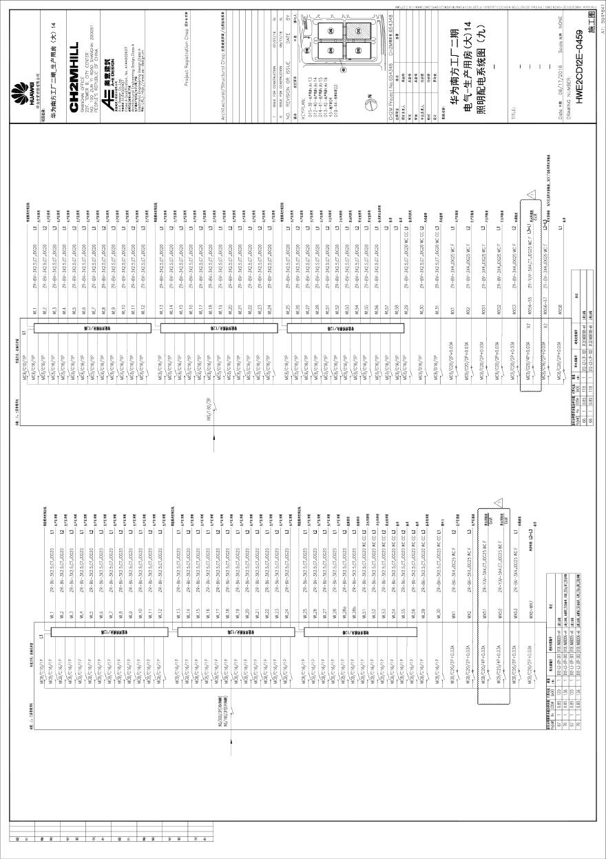 HWE2CD12E-0459电气-生产用房(大)14照明配电系统图（九）-.pdf-图一
