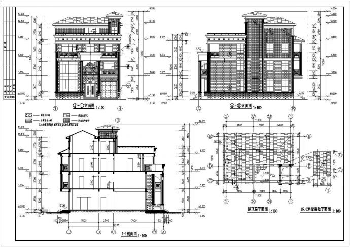 某地区带屋顶花园别墅楼建筑设计施工图_图1