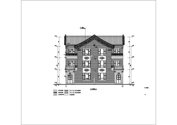 某三层框架结构联排别墅建筑设计施工图纸_图1