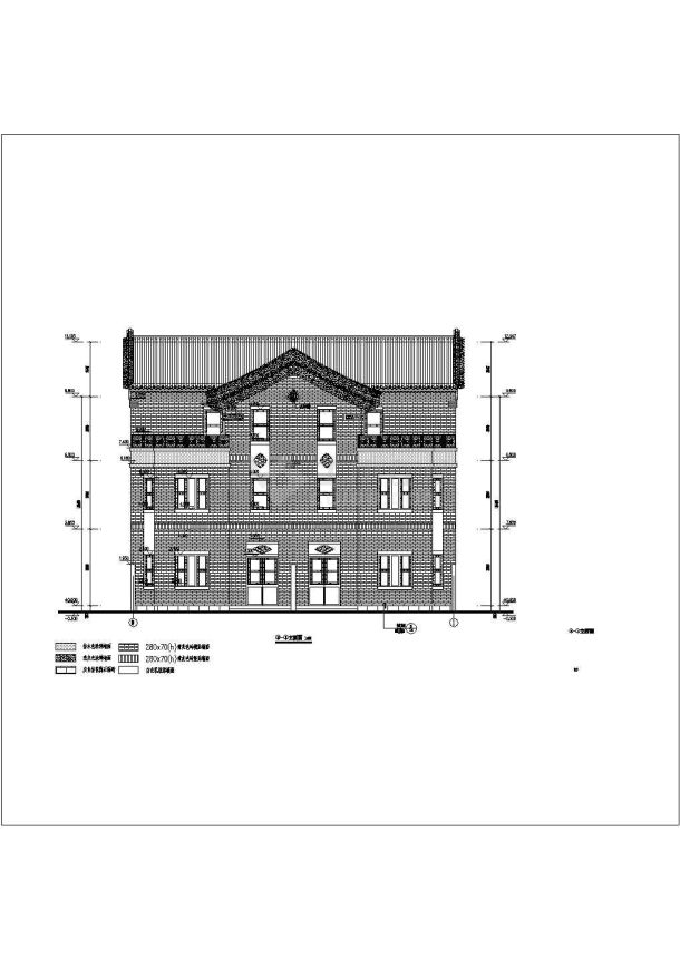 某三层框架结构联排别墅建筑设计施工图纸-图二