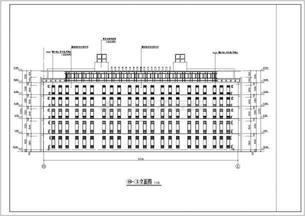 某地6层框架结构档案馆建筑设计施工图-图二