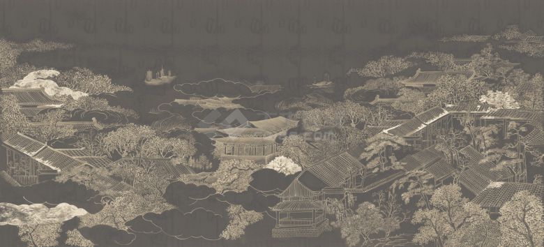 中式楼阁山水壁纸壁画 (15).jpg-图一