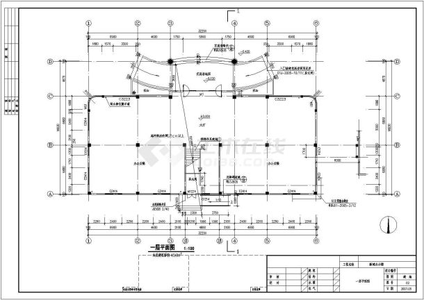 一套大型的三层化工厂办公楼建筑施工图-图二