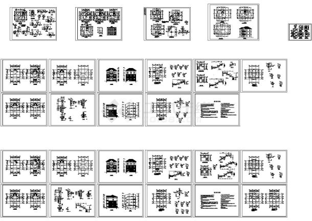 中国水乡小型别墅建筑施工cad图纸，共三十二张（含建筑施工说明）-图一
