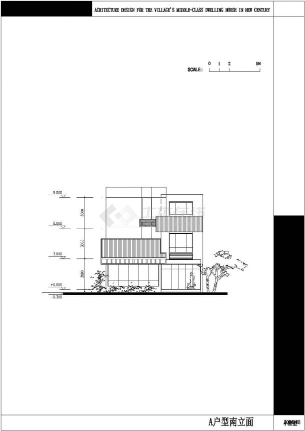 某地三层别墅楼建筑设计施工图（共17张）-图二