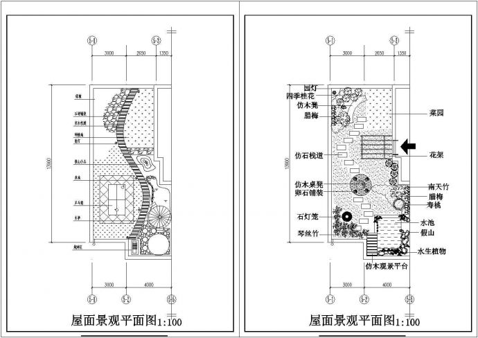 2套住宅屋面园林景观平面布置CAD图纸_图1
