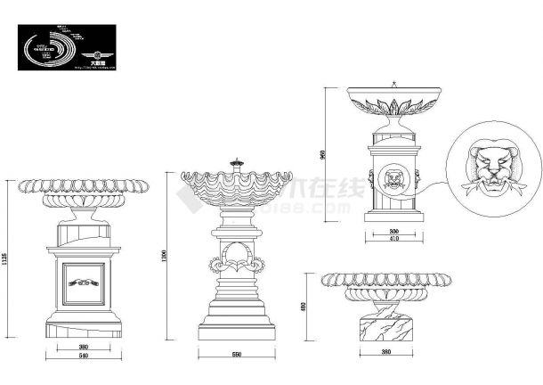 城市绿地广场喷泉建筑图块-花钵设计cad施工详图（大院设计）-图一