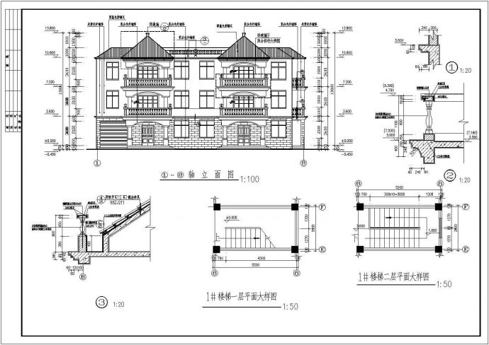 某地区三层双拼别墅建筑设计施工图_图1