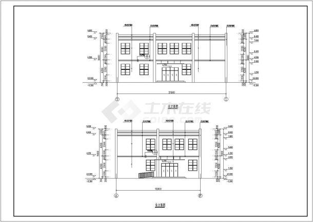 某乡村小学二层框架结构食堂建筑设计方案-图二