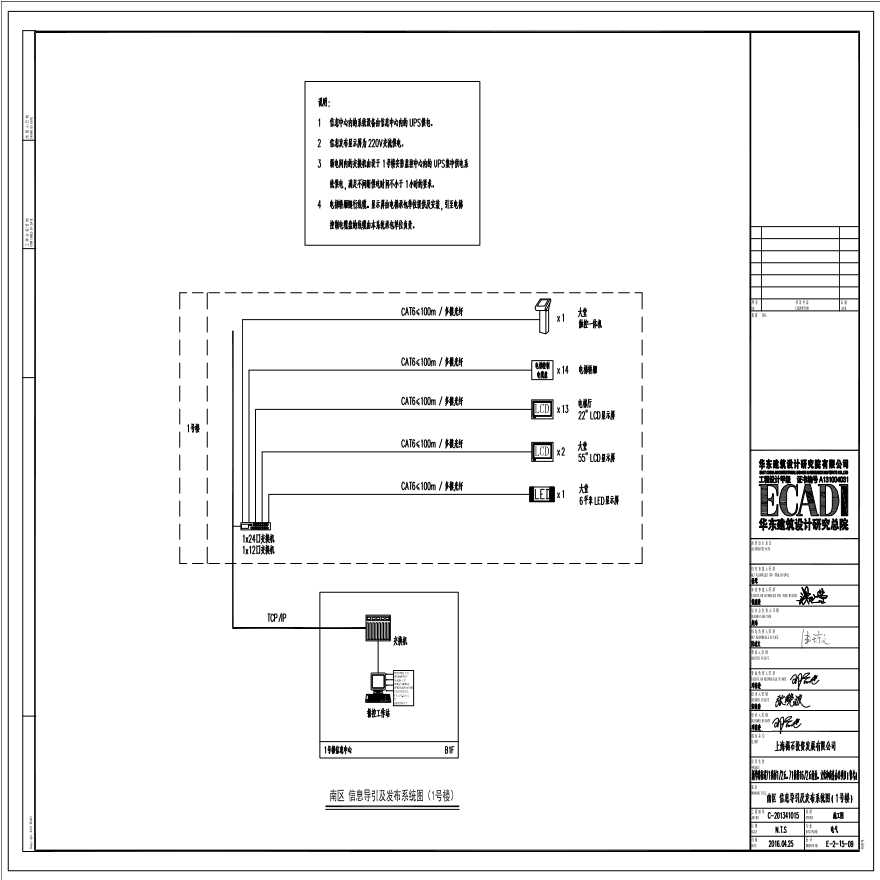 2016-04-25 E-2-15-09 南区信息导引及发布系统图（1号楼） E-2-15-09 (1).pdf-图一