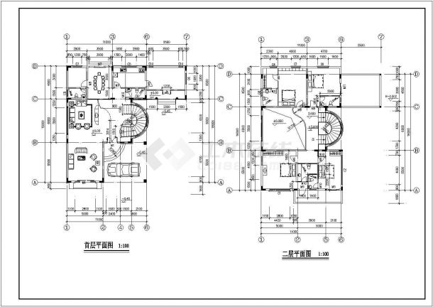 某地三层新小户型别墅建筑施工图纸（共7张）-图一