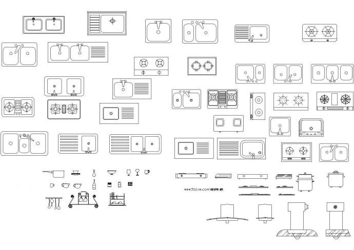 CAD平面图库----厨房用品_图1