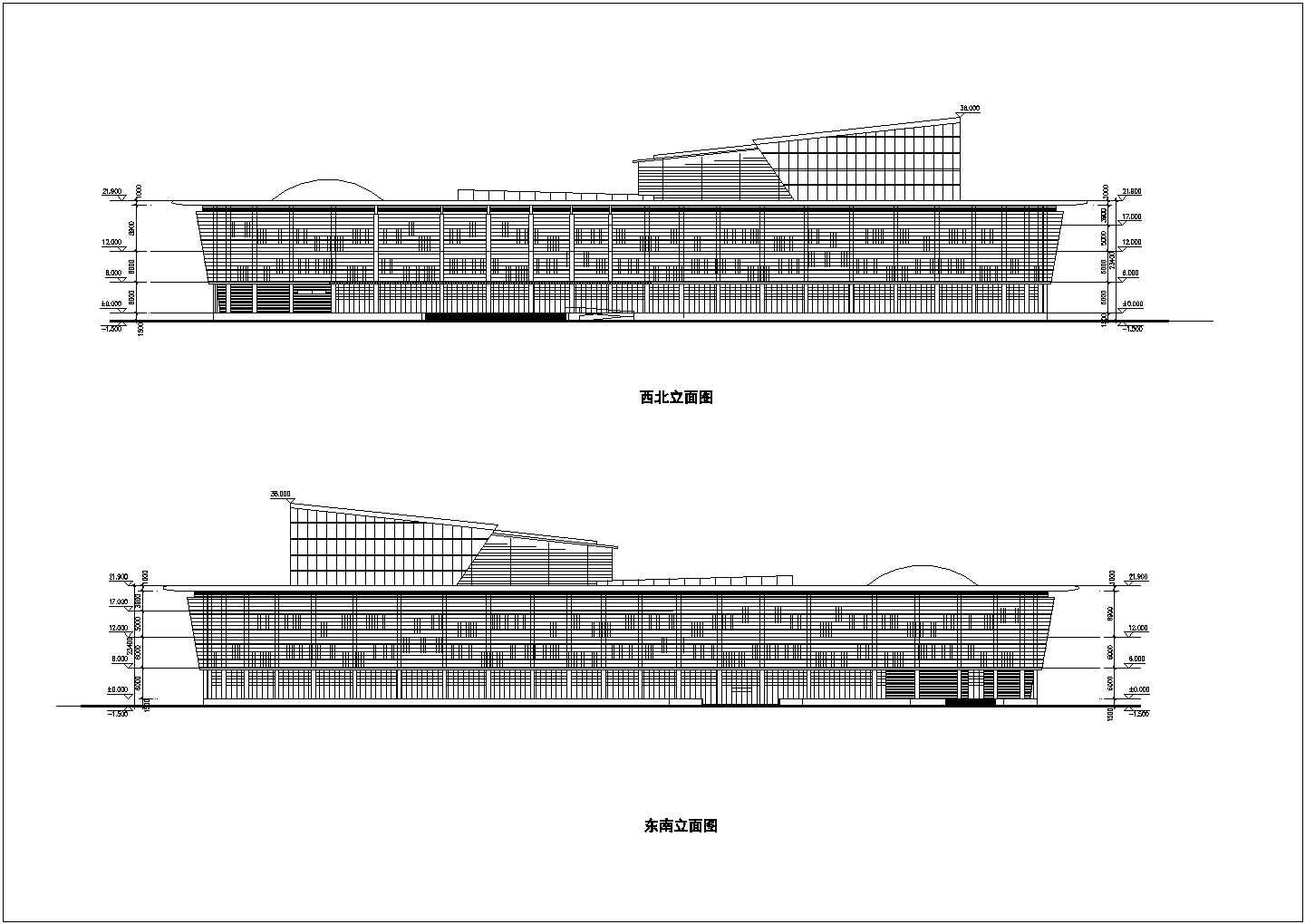 某地区三层框架结构剧院建筑设计方案图