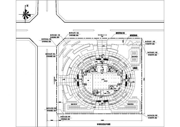 某地城市中心体育馆建筑方案设计图_图1