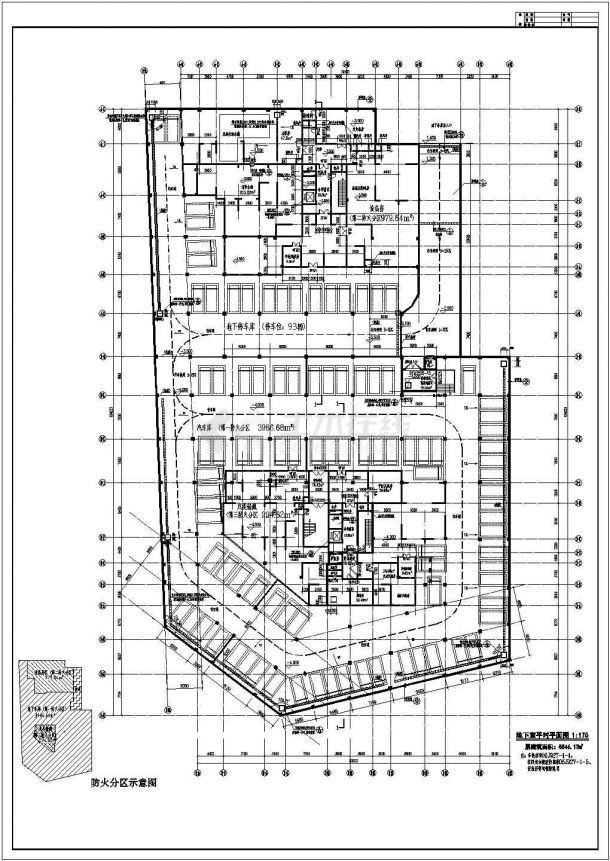 某小区单层人防地下室建筑设计方案图纸-图一