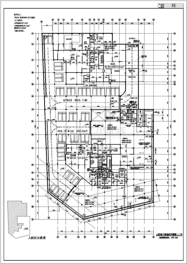 某小区单层人防地下室建筑设计方案图纸-图二