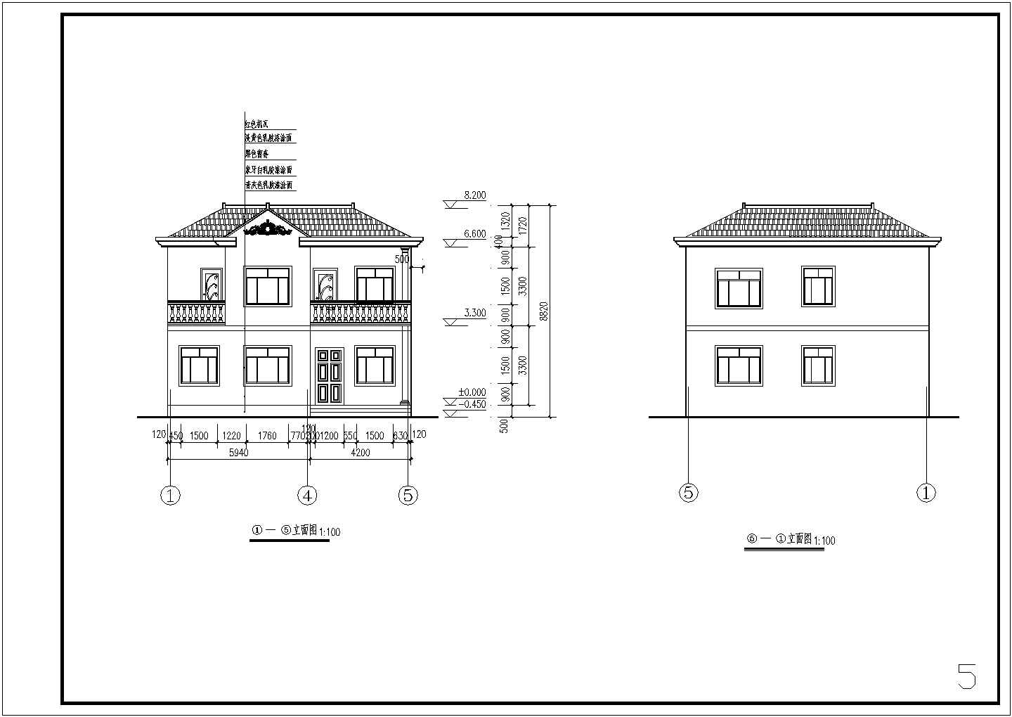 某农村地区二层砖混结构别墅建筑设计方案图纸