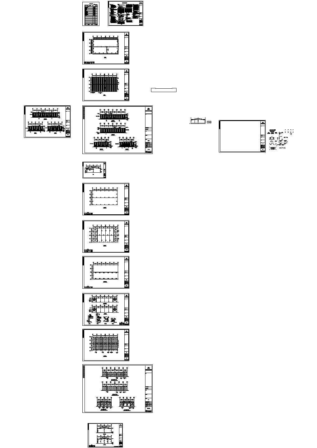 某12米跨双跨轻型门式钢屋架结构厂房施工CAD图纸(单边行车）
