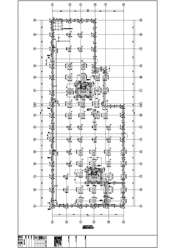 某地区大型高层地下室基础及墙柱布置图_图1