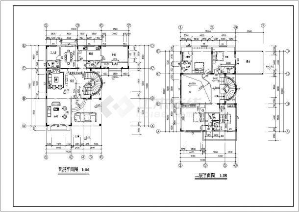 新小户型别墅建筑施工图纸（共7张）-图一