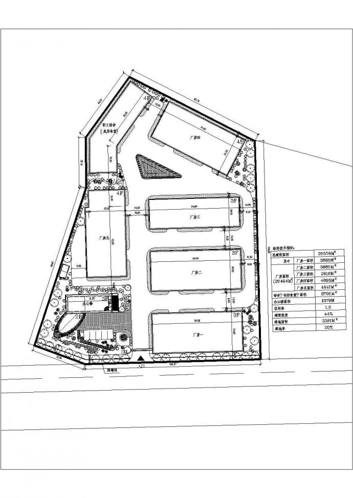 南方某企业厂区规划设计总平面布置图_图1