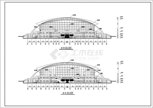 某地区四层框架结构体育馆建筑设计方案图纸-图一