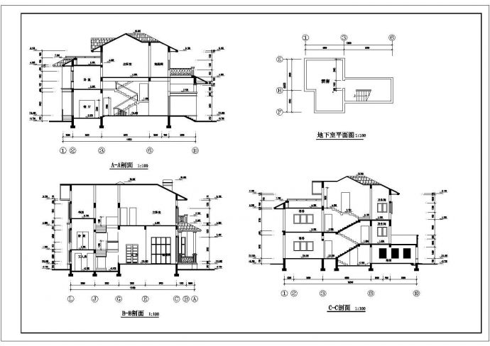 某地区3层独立别墅建筑设计方案图_图1