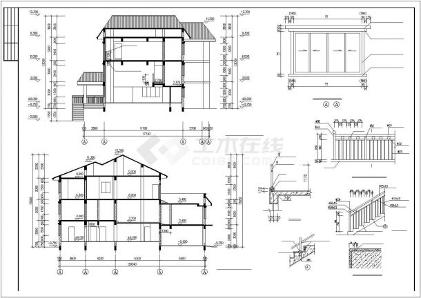 某地白云苑别墅全套建筑施工图（标注详细）-图一