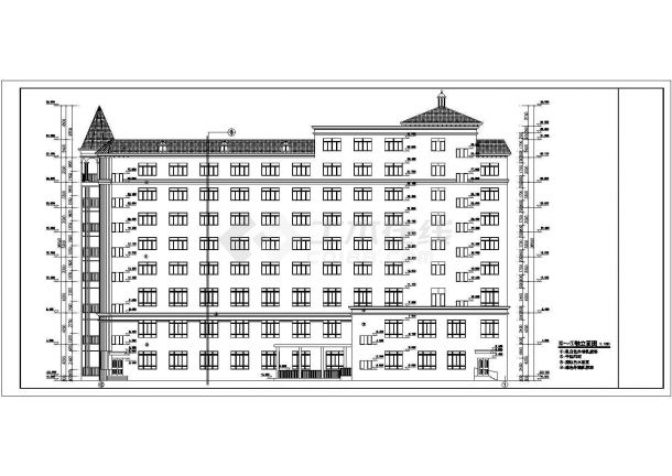 某经典中式八层酒店楼建筑设计方案图纸-图二