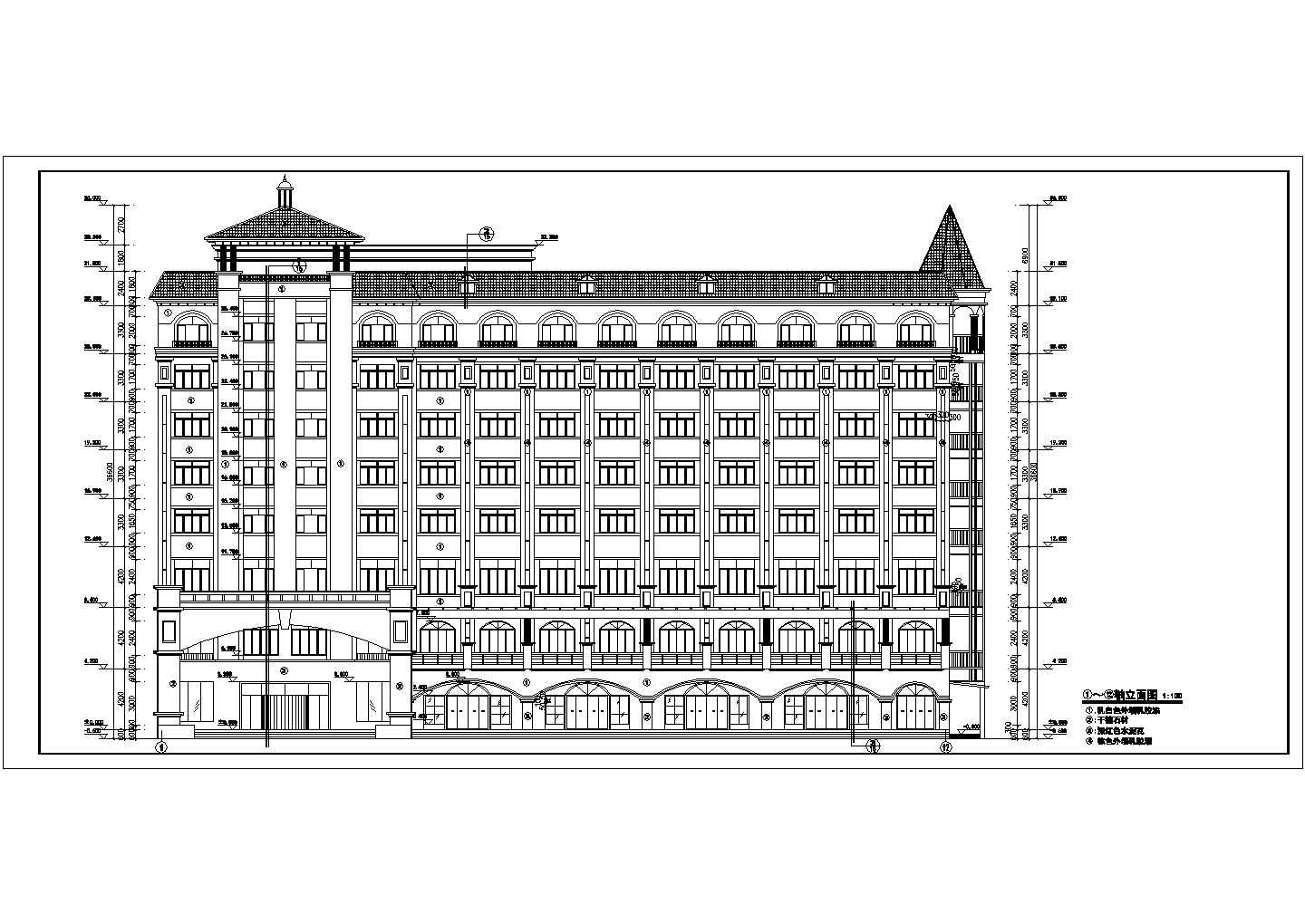 某经典中式八层酒店楼建筑设计方案图纸