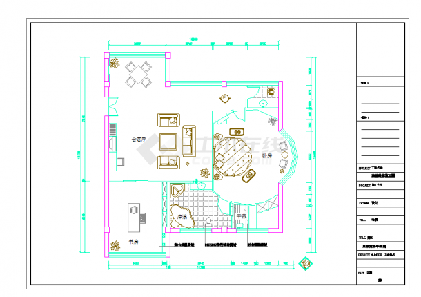 株洲某宾馆总统套房装饰施工图CAD图纸-图一