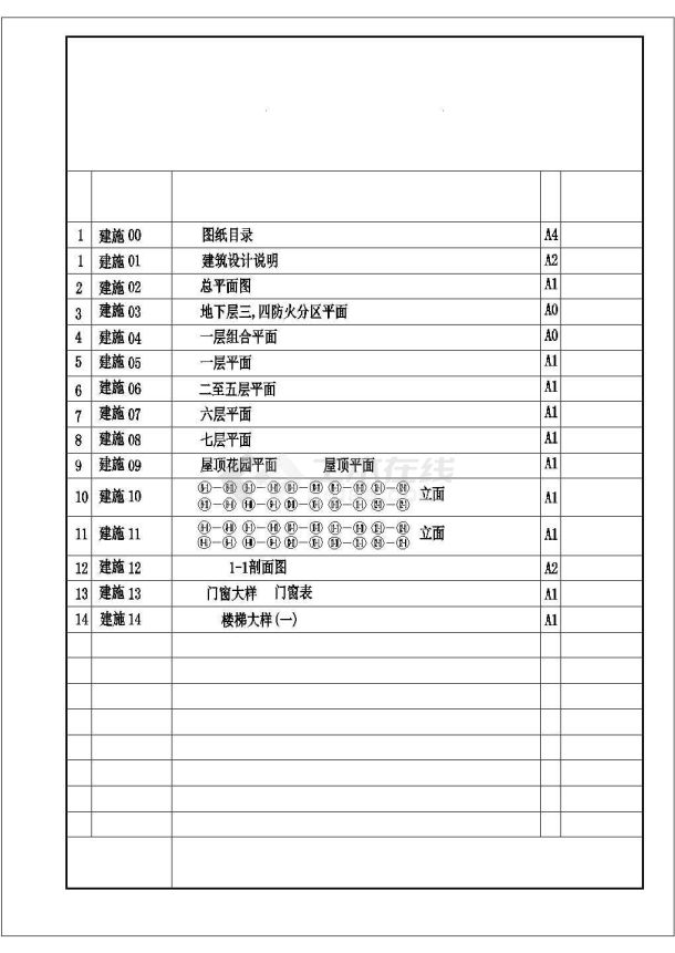 某地某多层住宅建筑施工图（共13张）-图一