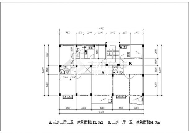 某地多层住宅户型建筑CAD图（全套）-图一