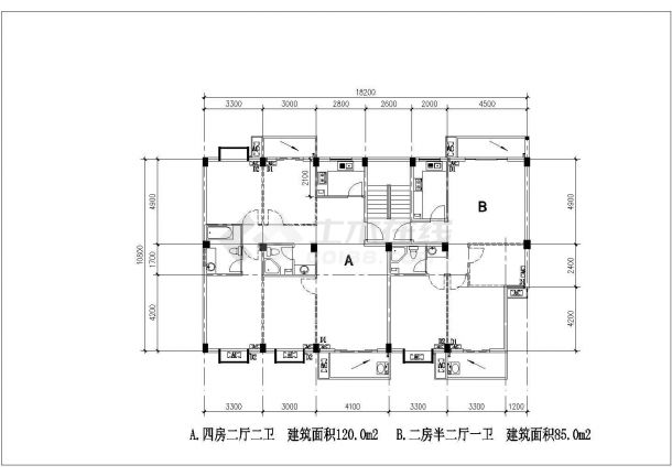 某地多层住宅户型建筑CAD图（全套）-图二