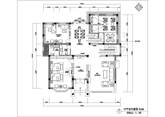 某两层住宅楼室内布置及装修设计图_图1