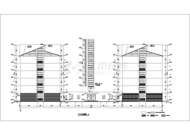 安徽某职业学院六层宿舍楼建筑设计方案图-图二