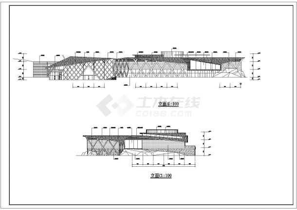 某地区三层框架结构温泉接待中心建筑设计方案图纸-图一