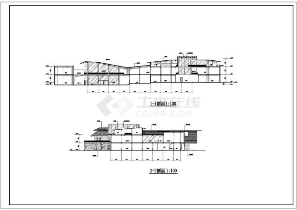 某地区三层框架结构温泉接待中心建筑设计方案图纸-图二