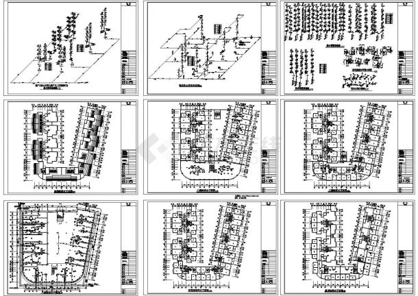  7层U型小区组团住宅给排水设计施工图纸（长50.1米 宽48米）-图一