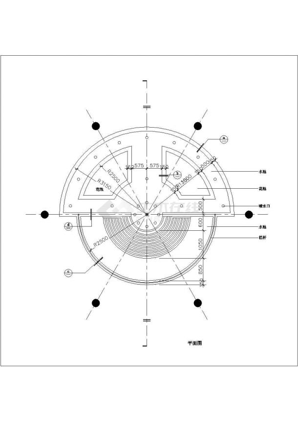 南京市秦淮区某公园跌水景观设计CAD图纸-图一