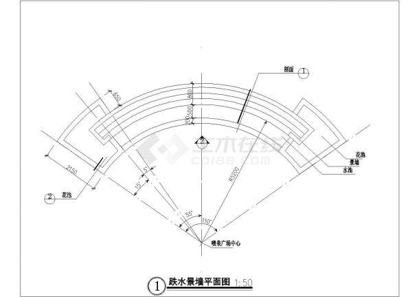 台州市某现代化公园跌水景观施工设计CAD图纸-图一
