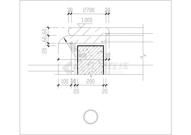 佛山市第七中学内部跌水池施工设计CAD图纸-图一
