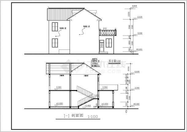 某二层新农村建筑设计方案施工图（共4张）-图二