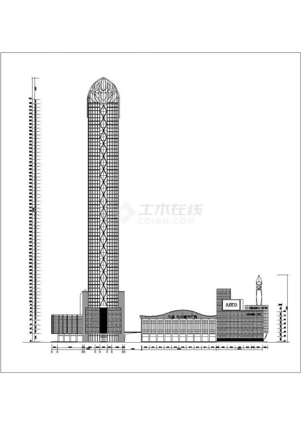 某城市68层商业综合体建筑设计方案图纸-图一